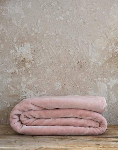 NIMA Κουβέρτα Βελουτέ Μονή Coperta - Powder Pink (Διαστάσεις: 160x220εκ) N30178